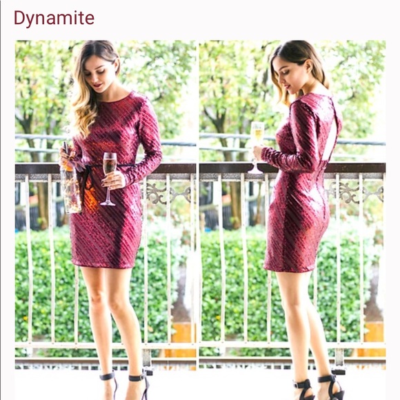 Beautiful, sequin, open back Dynamite dress. Size Large Never worn! - Picture 1 of 6